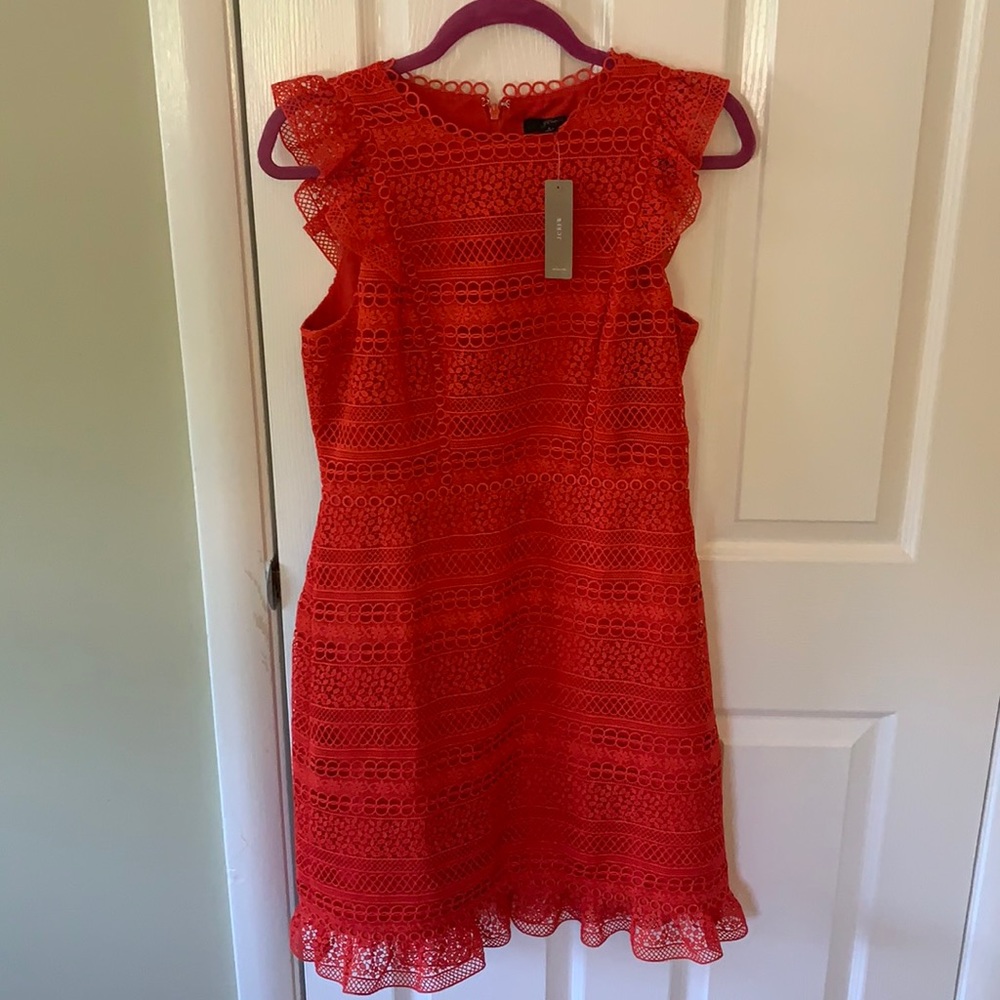 J. Crew red lace dress